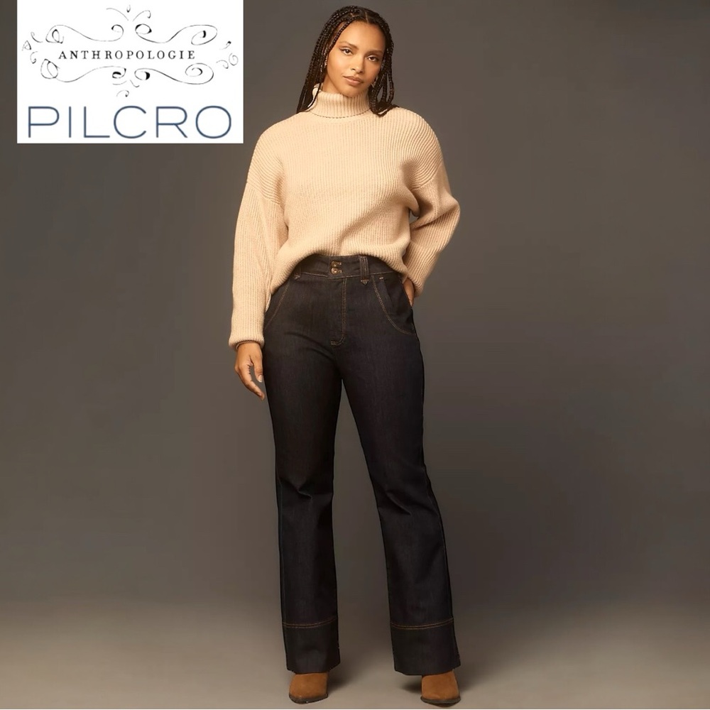 ANTHROPOLOGIE Pilcro High-Rise Bootcut Wmn’s Jeans Dark Wash Wide Leg | Sz 32